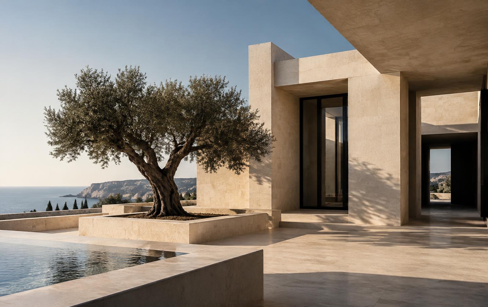 Arquitectura integrada en un paisaje mediterráneo